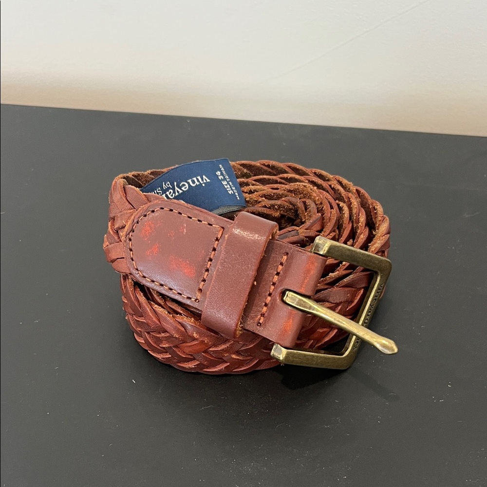 Vineyard Vines Brown Braided Leather Belt